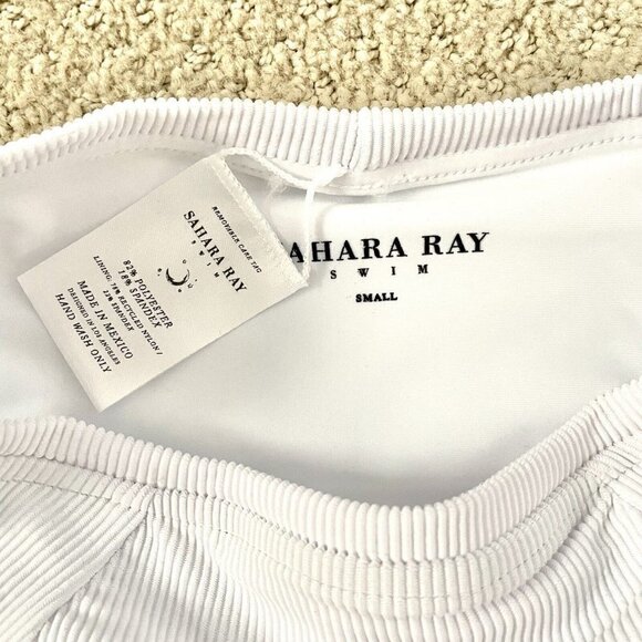 NWOT Sahara Ray Swim Gia Spandex White Ribbed Bikini Set Top and Bottom Size Sm - Picture 9 of 11